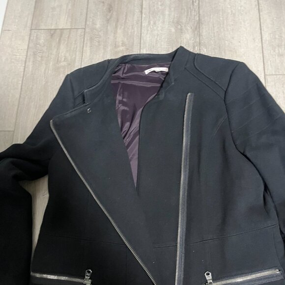 Gap Women Moto Jacket True Black Full Zip with Zip Pockets - Size Large EUC - Picture 3 of 6